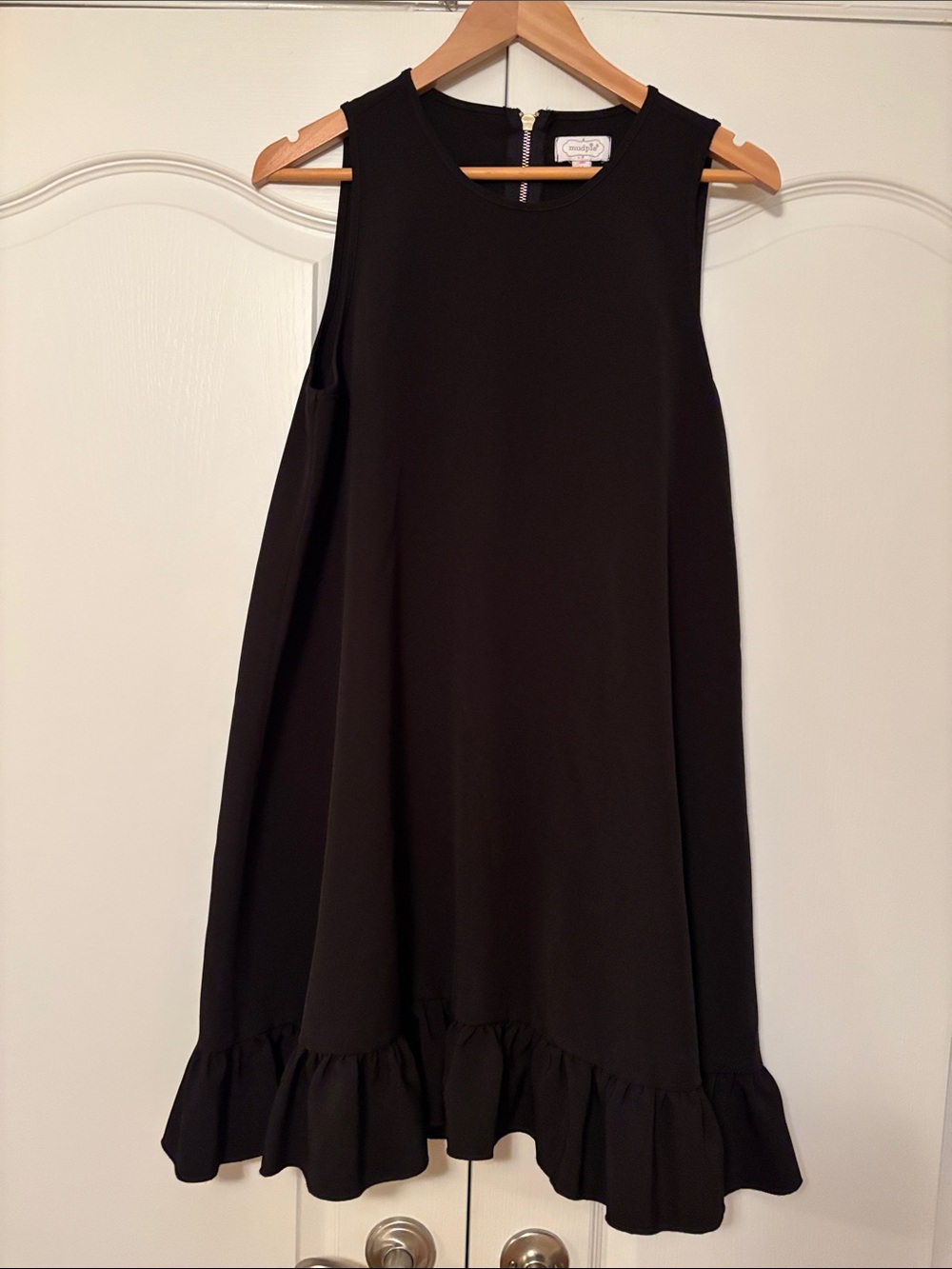 Mud Pie Black Shift Dress with Gold Back Zip